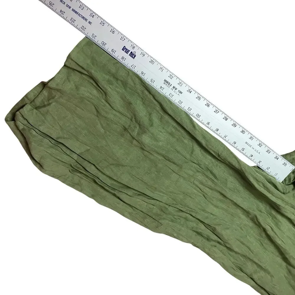 Zara Jumpsuit L Green Linen Palazzo Wide Leg Boho Cropped‎ Lagenlook